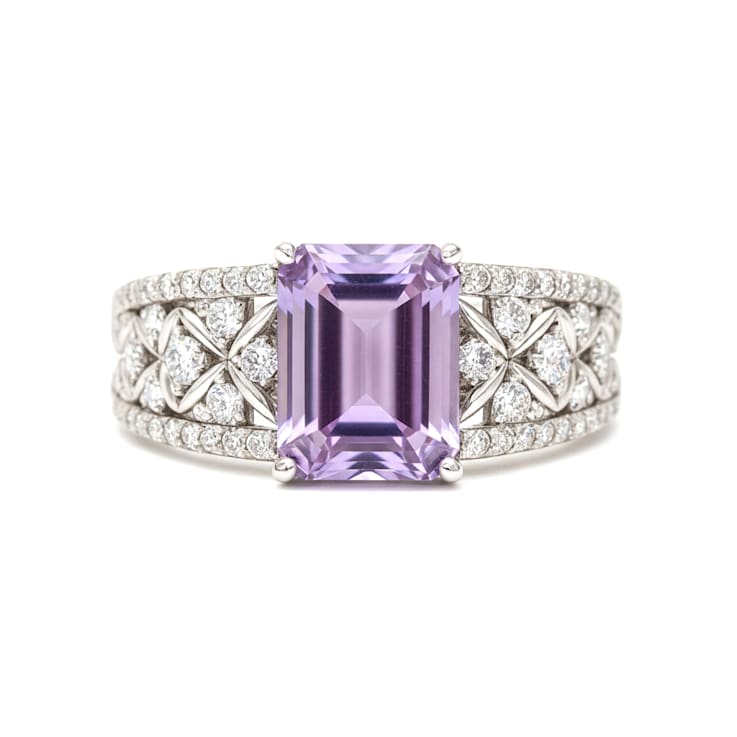 Purple Amethyst White Topaz Sterling Silver Ring