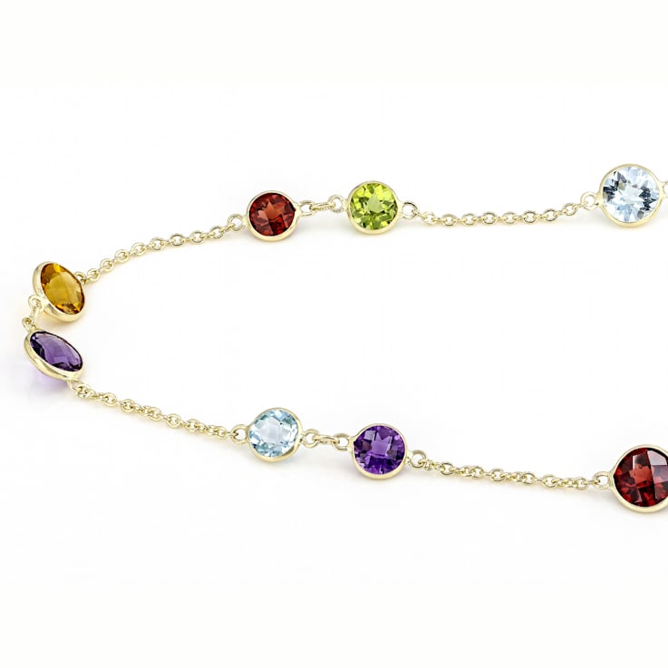 Multi-Gem 14k Yellow Gold 18" Necklace 18.53ctw