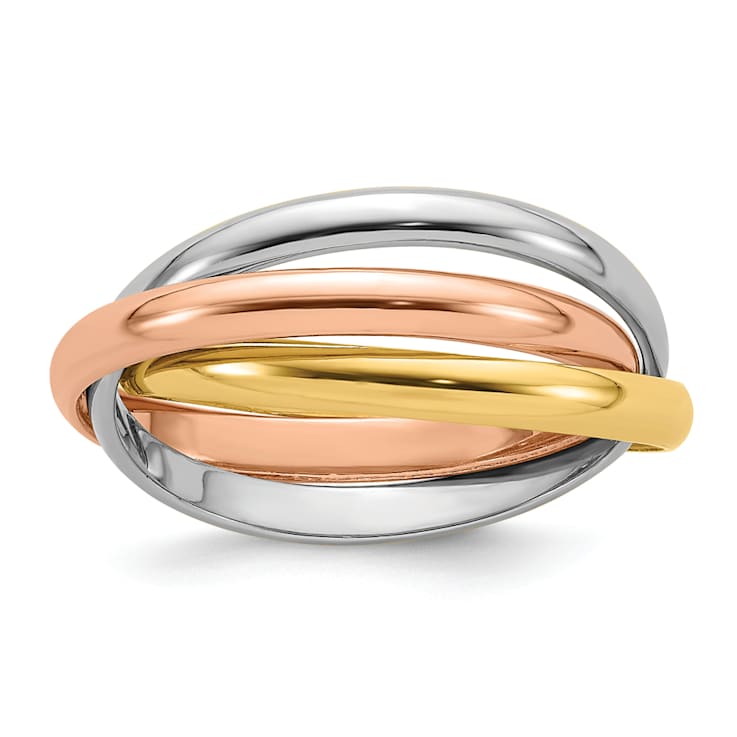 14K Tri-color Gold Polished Rolling Ring
