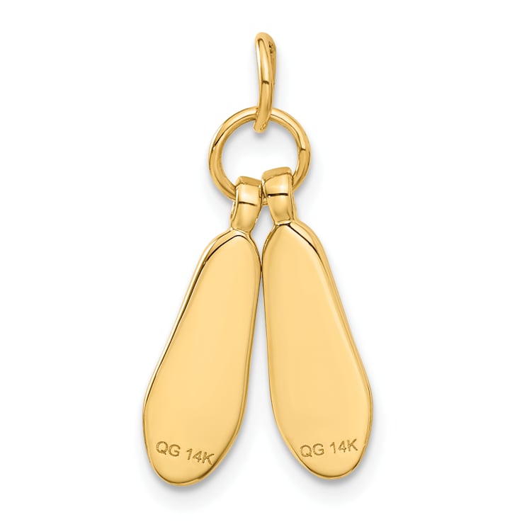 14k Yellow Gold Textured Ballet Slippers Charm Pendant