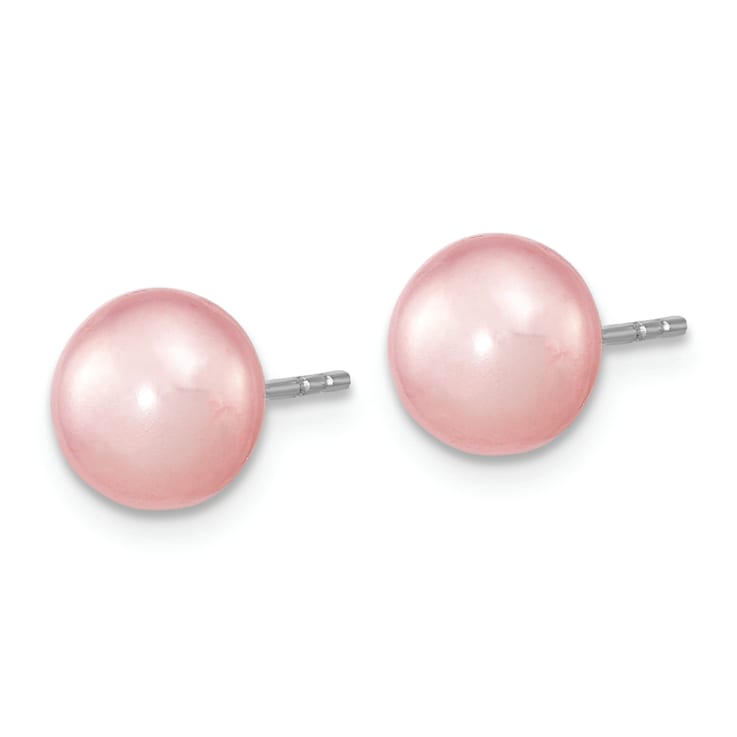 Rhodium Over Sterling Silver 7-8mm Pink Freshwater Pearl Earring
Bracelet Necklace Set