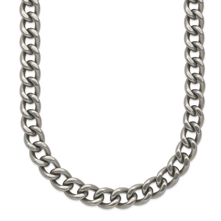 Titanium 7.5mm Solid Polished Curb 20 Inch Chain