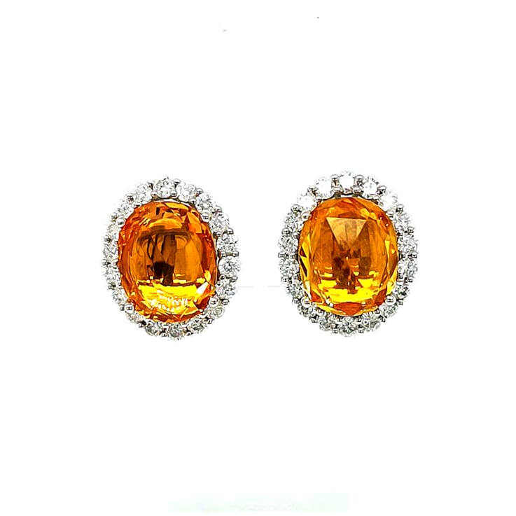 8.85 Ctw Yellow Sapphire and 1.50 Ctw Diamond Earring in 18K WG
