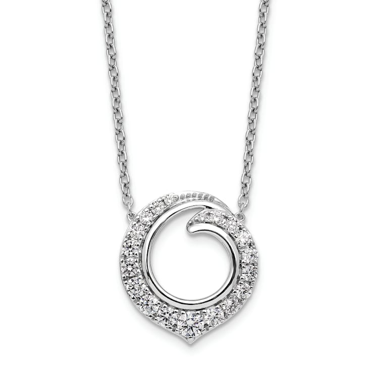 Rhodium Over 14K White Gold Lab Grown Diamond SI1/SI2, G H I, Circle 18
Inch Necklace 0.99ctw