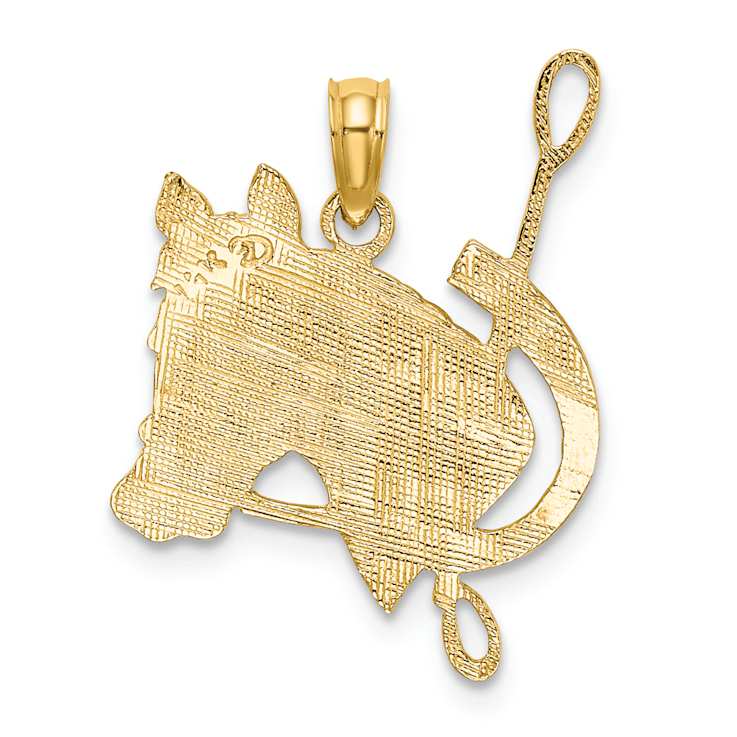 10K Yellow Gold Textured Horse Head and Shoe Charm