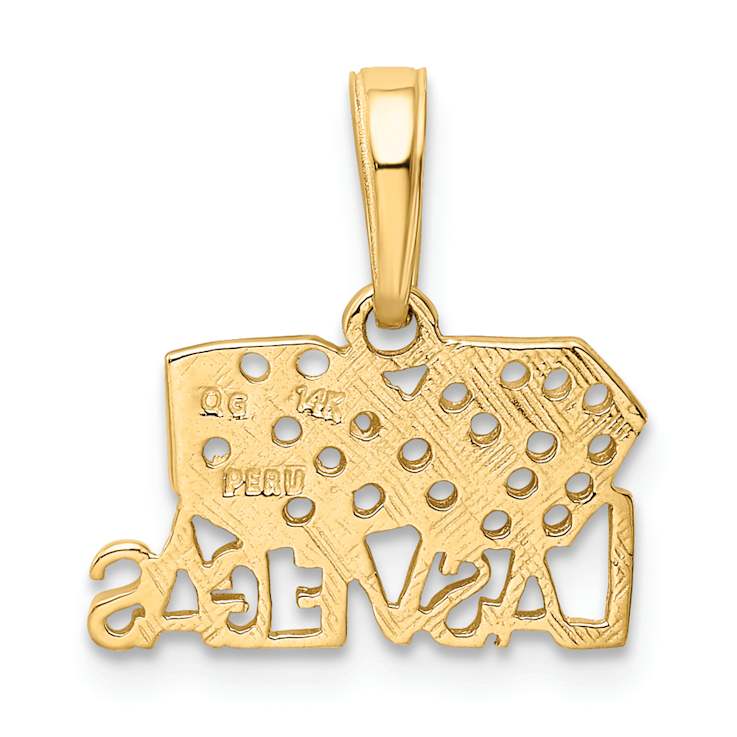 14k Yellow Gold LAS VEGAS with Dice Pendant