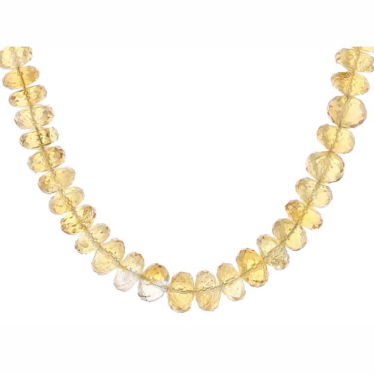 Citrine Rondelle Beaded Necklace In 18K Over Sterling Silver