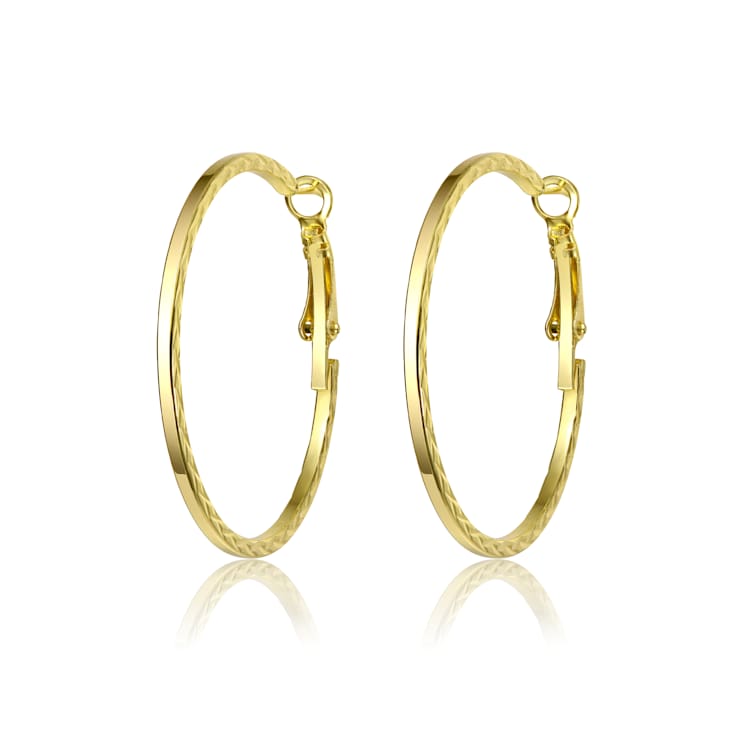 Textured Rope Hoop Earrings In 14K Gold Over Brass