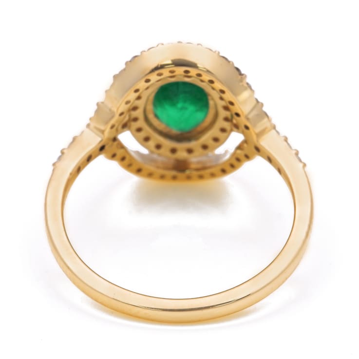 1.14 Ctw Emerald With 0.48 Ctw White Diamond Ring in 14K YG