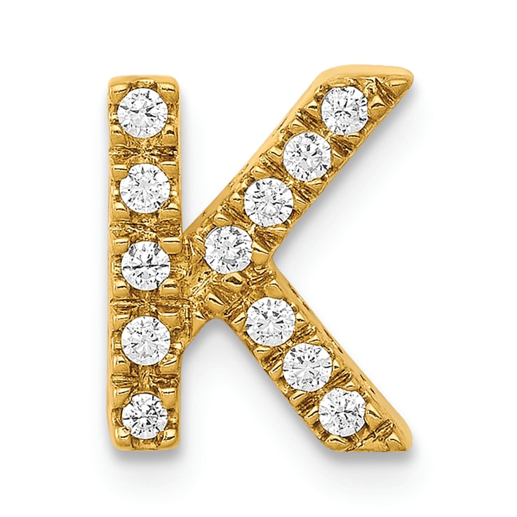 14K Yellow Gold Diamond Letter K Initial Charm