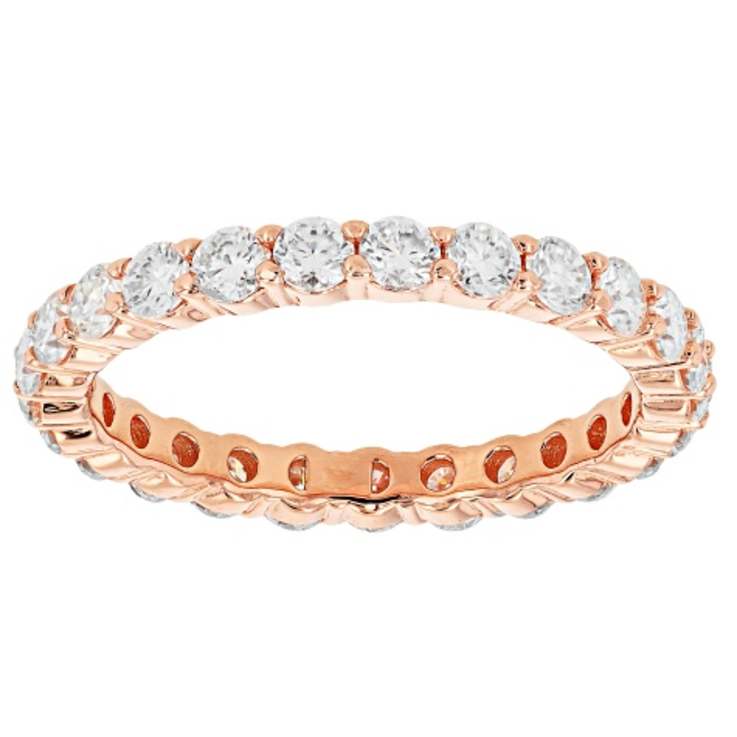 Moissanite Eternity Band in 14K Rose Gold Over Sterling Silver