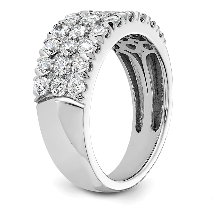 Rhodium Over 14K White Gold Pave Diamond Wedding Band 1.59ctw