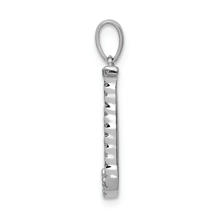 Rhodium Over 14K White Gold Diamond Letter J Initial Pendant