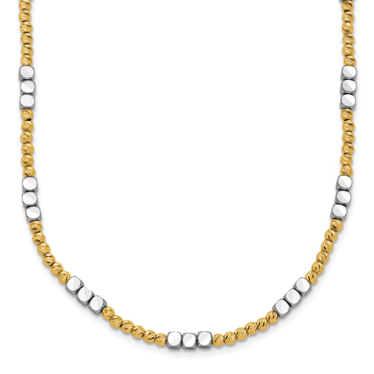 14K Two-tone Diamond-cut Beaded 18-inch Necklace