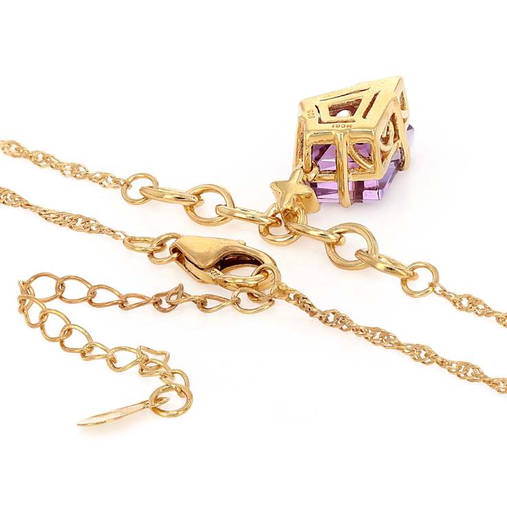 Amethyst Kite Pendant Necklace In 18K Gold Over Sterling Silver 2.65ct