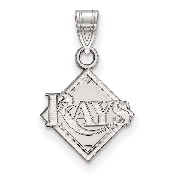 Rhodium Over Sterling Silver MLB Tampa Bay Rays LogoArt Circle Pendant