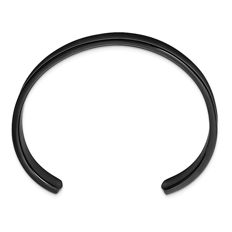 Titanium Brushed with Polished Edge Black IP-plated 10mm Cuff Bangle