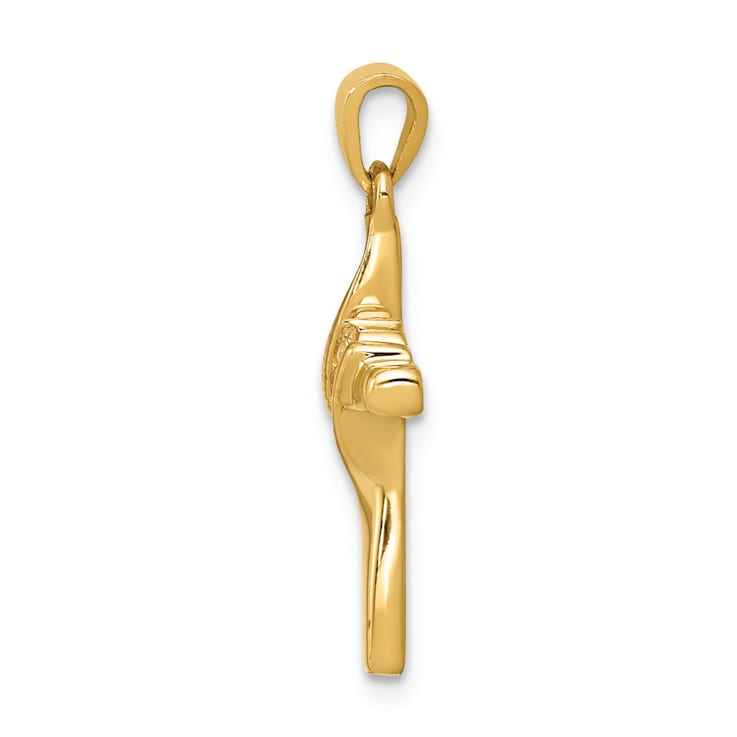 14k Yellow Gold Diamond Cross Pendant