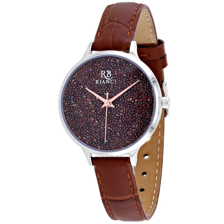 Roberto Bianci Women s Gemma Black Dial Brown Leather Strap Watch 12BN0A