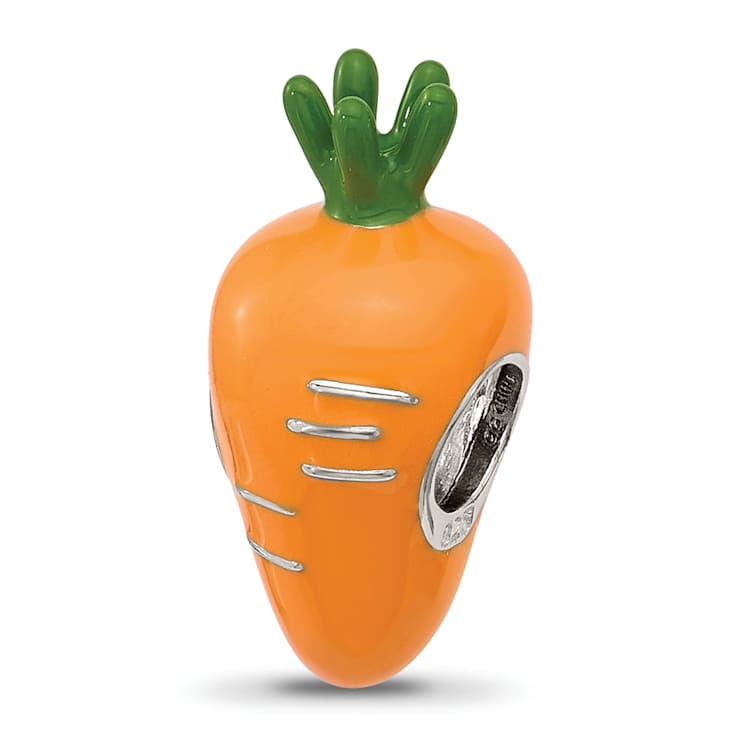 Sterling Silver Enamel Carrot Bead