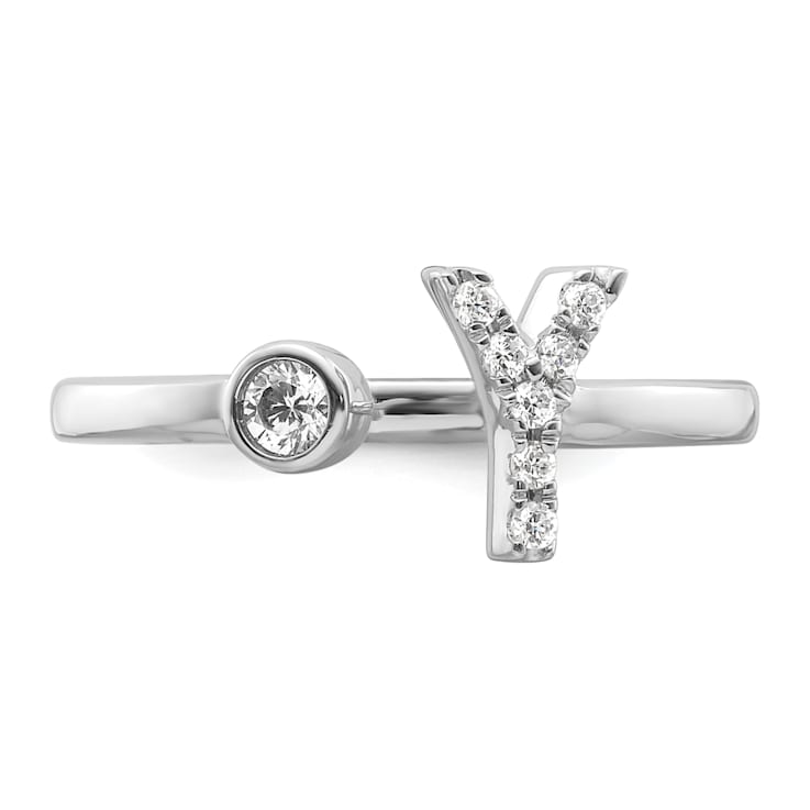 Rhodium Over 14K White Gold Lab Grown Diamond VS/SI GH, Initial Y
Adjustable Ring