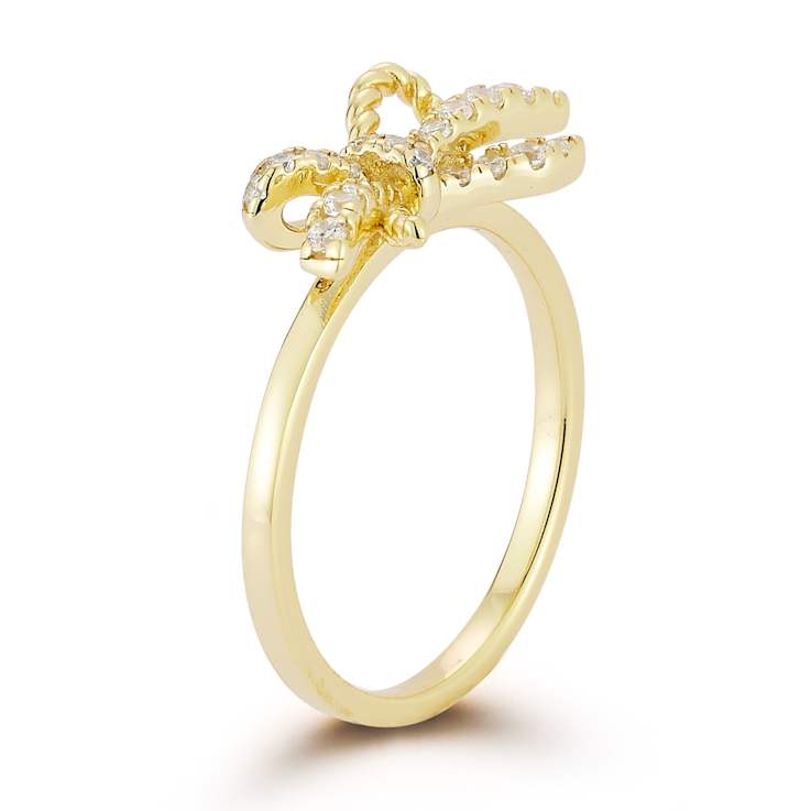 Rachel Zoe CZ Dainty Bow Ring in 14K Gold Over Sterling Silver