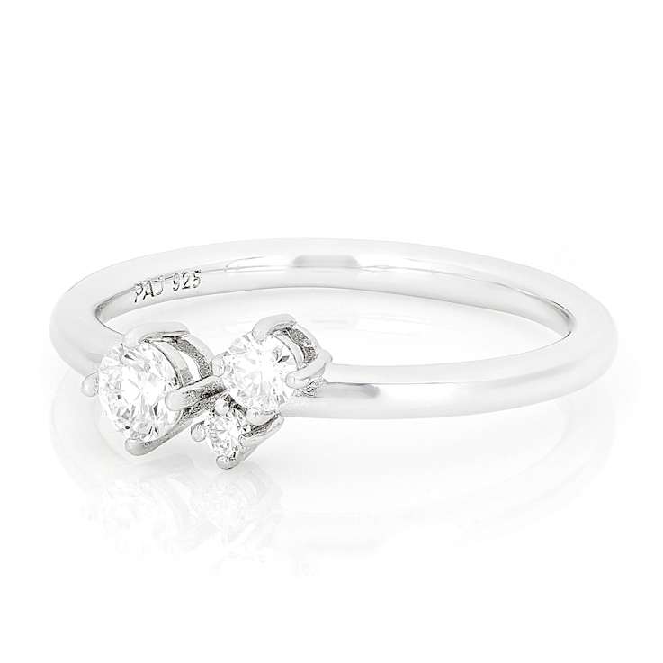 Symbolic Lab-Grown Diamond Three-Stone Ring In Sterling Silver