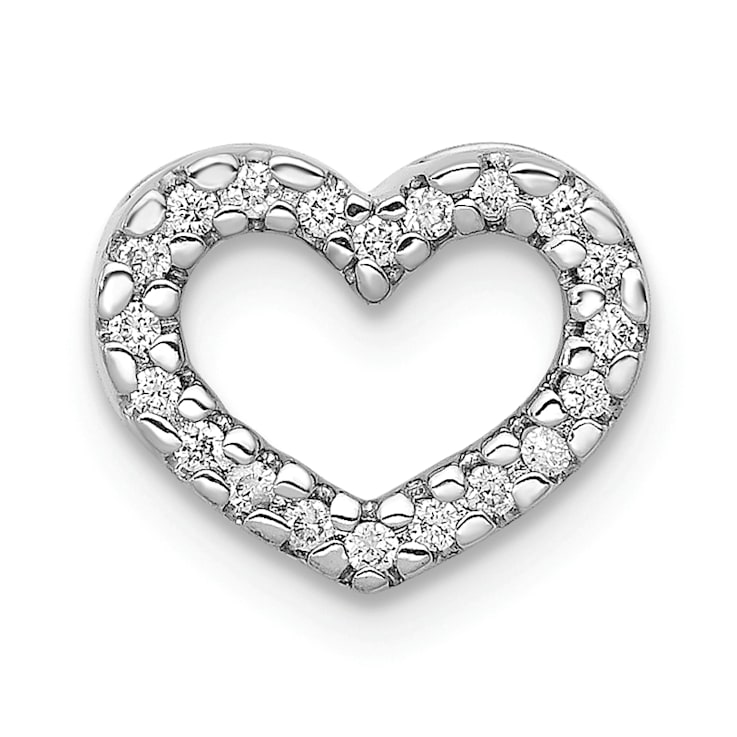 Rhodium Over 14k White Gold Diamond Heart Chain Slide Pendant