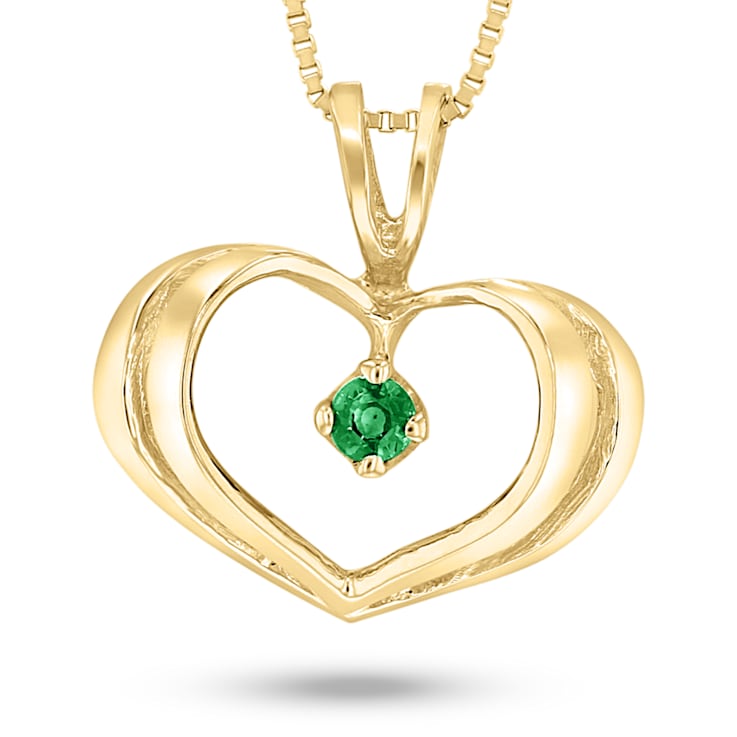 0.05ct Emerald Heart Pendant in 14k Yellow Gold