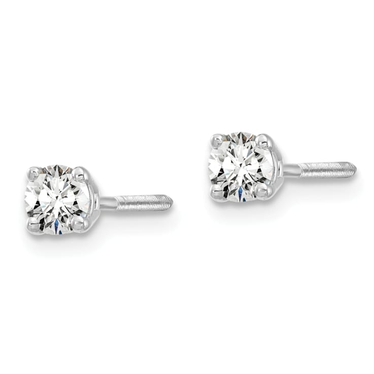 14K White Gold Lab Grown Diamond 1/4ctw VS/SI GH Screw Back 4 Prong Earrings