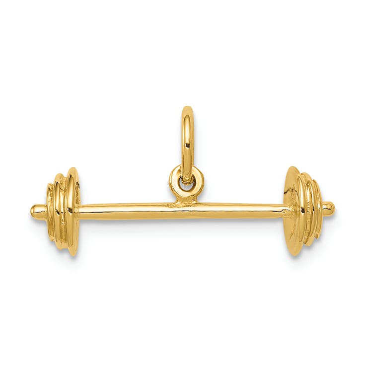 14k Yellow Gold Barbell Charm Pendant