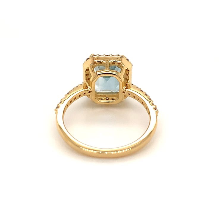 Rectangular Octagonal Sky Blue Topaz and Cubic Zirconia 14K Yellow Gold
Over Sterling Silver Ring