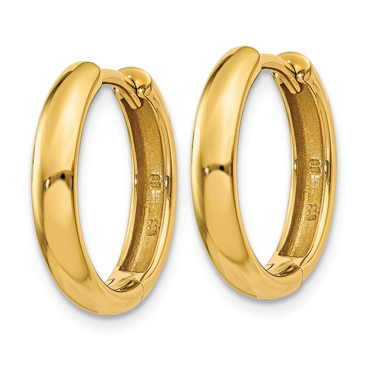 14k Yellow Gold 9/16" Round Hinged Hoop Earrings