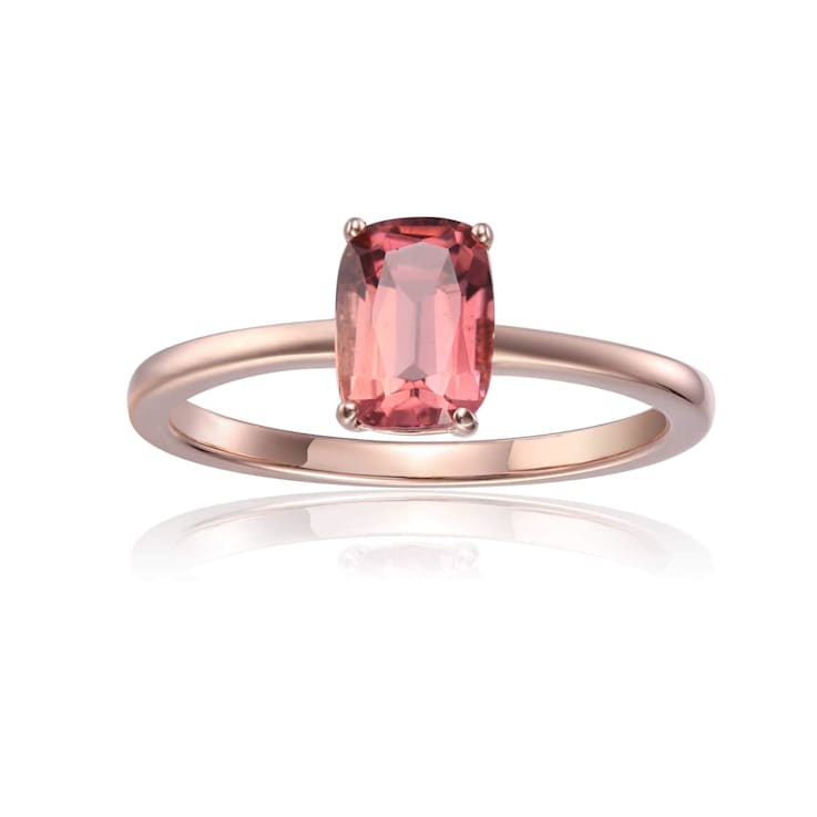 Rectangular Cushion Pink Tourmaline 14K Rose Gold Over Sterling Silver
Solitaire Ring, 0.85ct