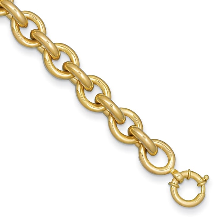 14K Yellow Gold 16.8mm Open Link Cable 8.5-inch Bracelet