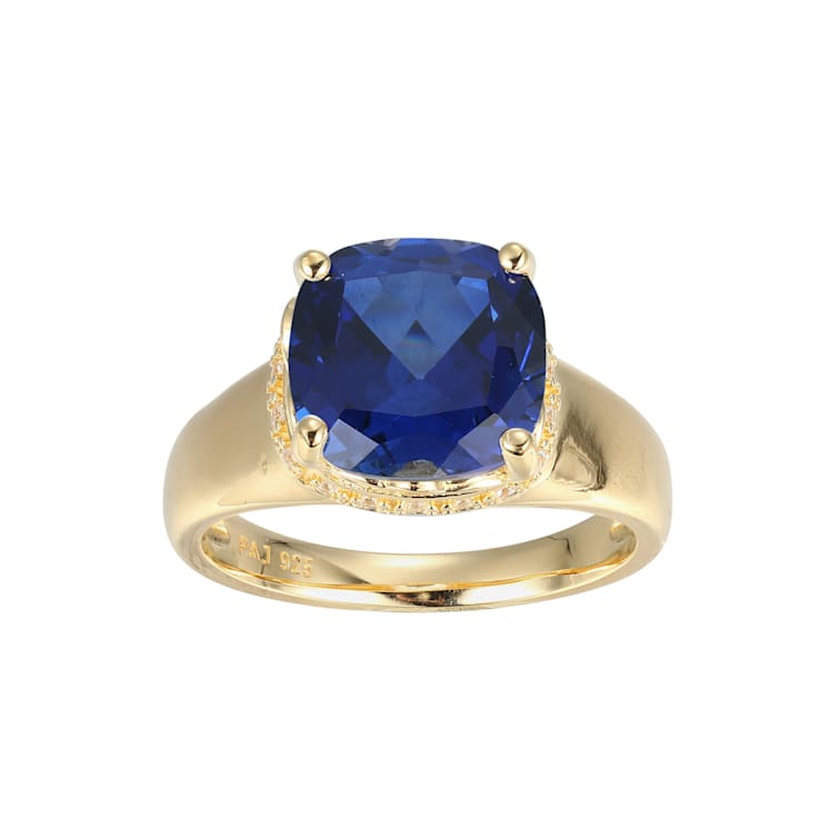 Lab Blue Sapphire And Cubic Zirconia 18k Yellow Gold Over Silver
September Birthstone Ring 4.45ctw