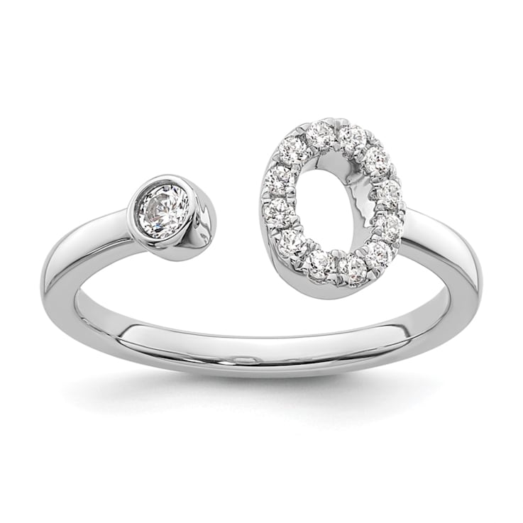 Rhodium Over 14K White Gold Lab Grown Diamond VS/SI GH, Initial O
Adjustable Ring