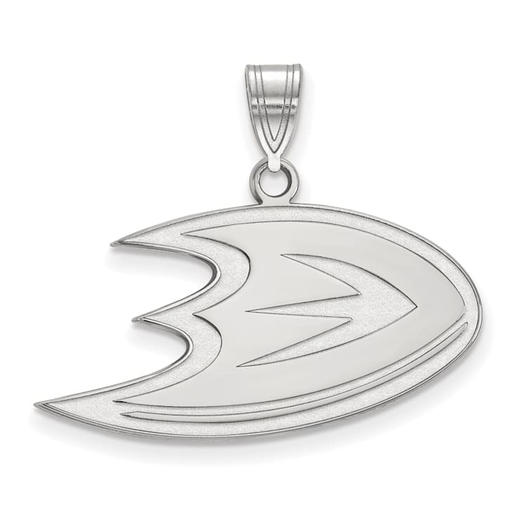 Rhodium Over Sterling Silver  NHL LogoArt Anaheim Ducks Medium Pendant