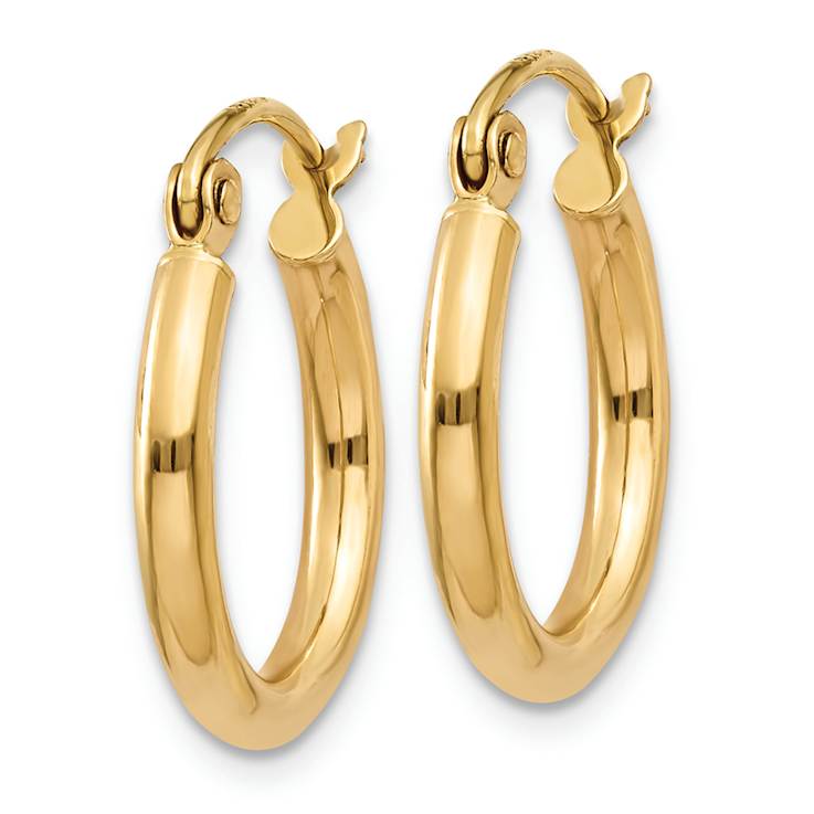 14k Yellow Gold Polished 9/16" Tube Hoop Earrings