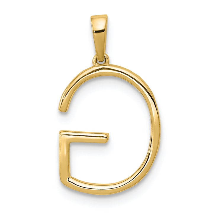 14K Yellow Gold Diamond Letter G Initial Pendant