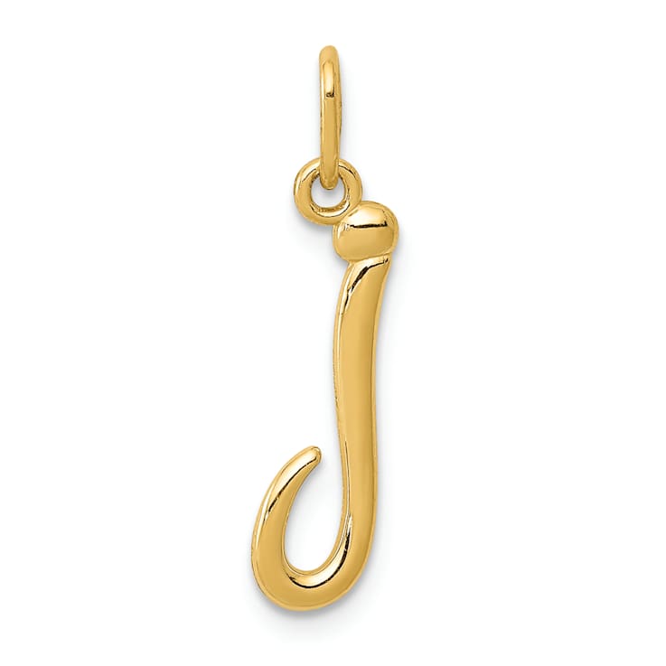 10K Yellow Gold Polished Letter j Initial Charm