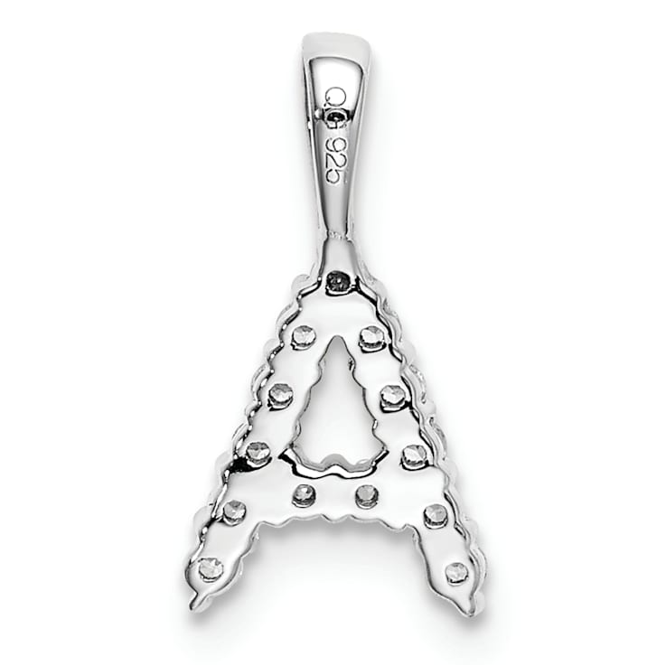 Rhodium Over 14K White Gold Lab Grown Diamond Letter A Initial Pendant