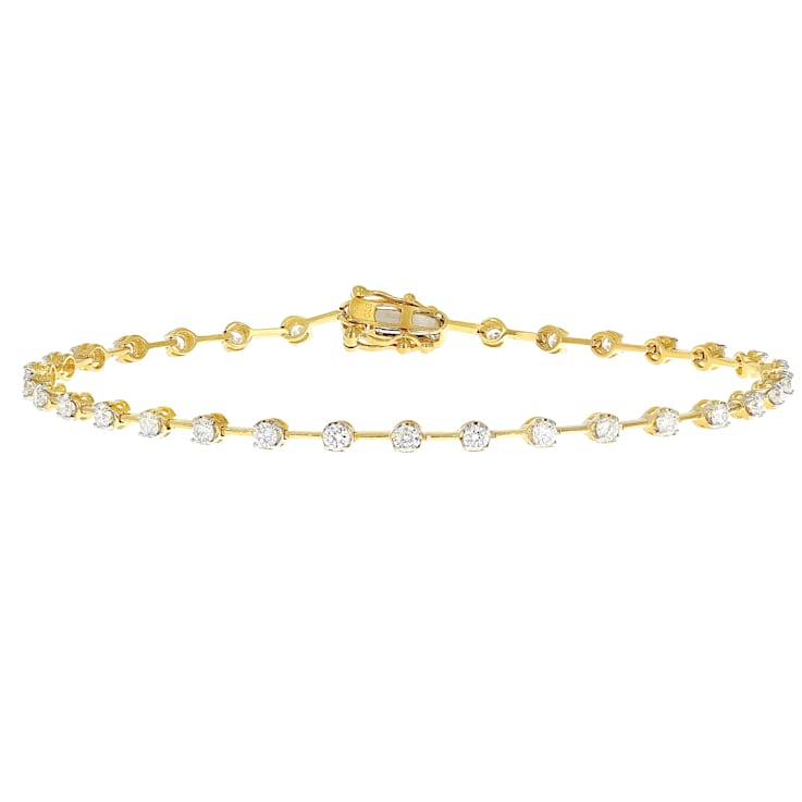 Lab-Grown Diamond Tennis Bracelet In 14K Gold Over Sterling Silver 1.00ctw