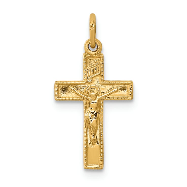 14K Yellow Gold INRI Crucifix Charm