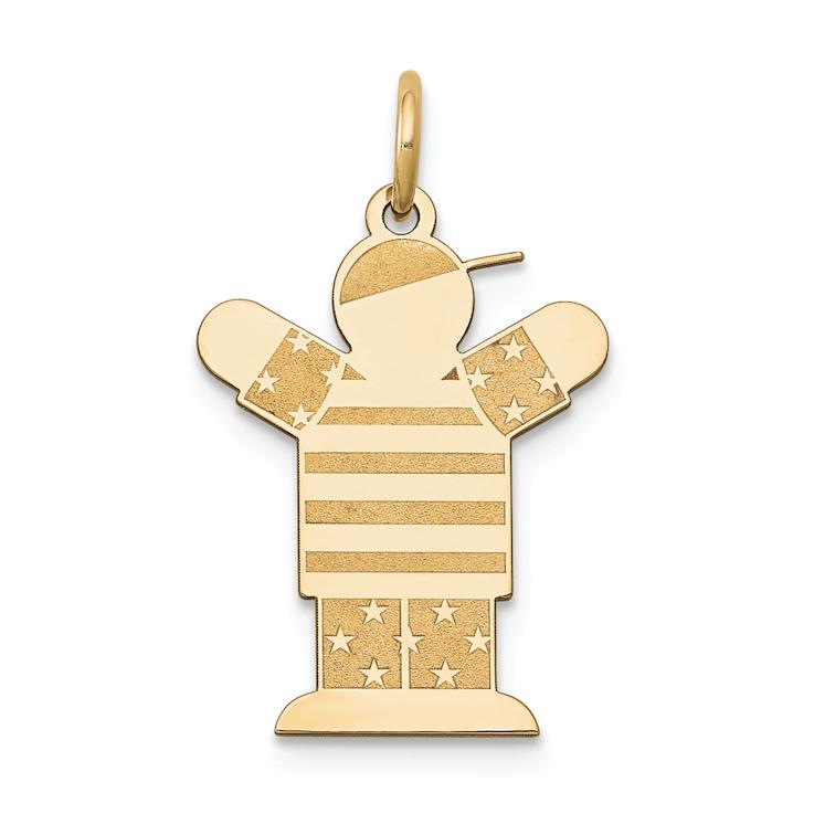 14k Yellow Gold Satin Boy with Cap on Left Love Charm