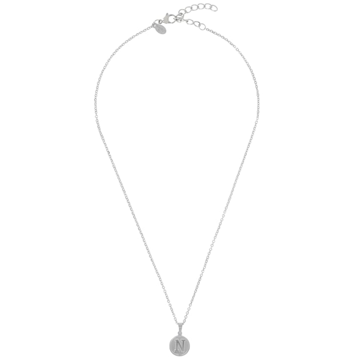Initial N Charm Pendant Necklace In Silver-Tone