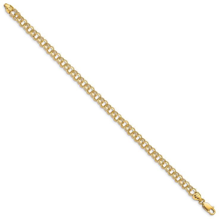 10k Yellow Gold 4.75mm Solid Diamond-Cut Double Link Charm Bracelet