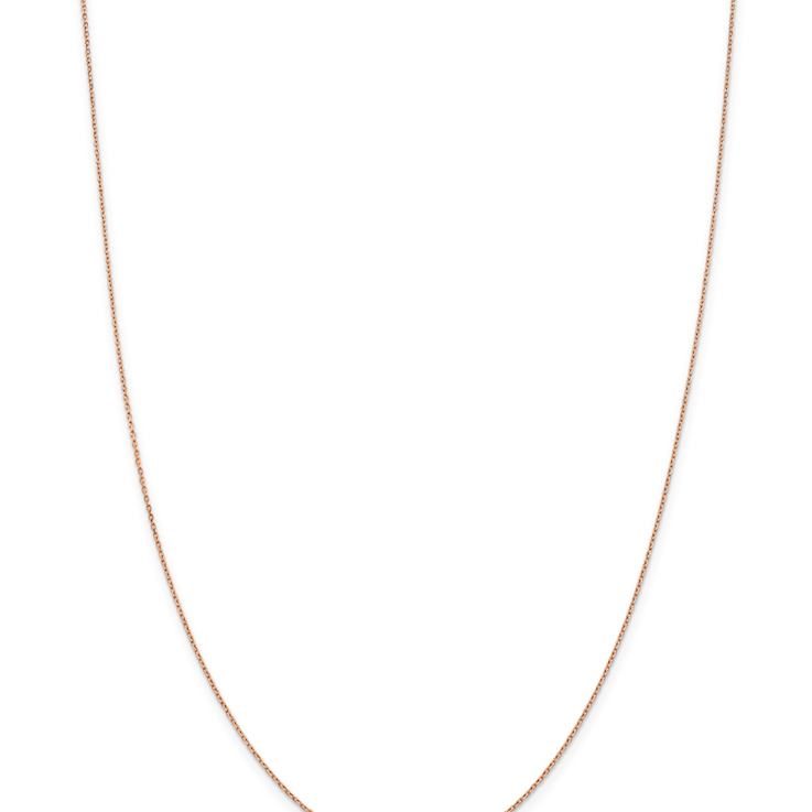 14k Rose Gold 1mm Solid Diamond-Cut Cable 30 Inch Chain