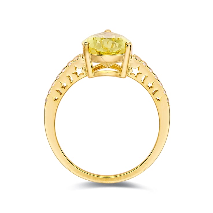 Pear Lab Created Yellow Sapphire with White Topaz 18K Yellow Gold Over
Sterling Silver Ring 3.80ctw