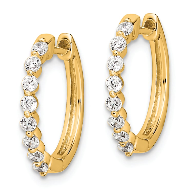 14K Yellow Gold Lab Grown Diamond SI1/SI2, G H I, Hinged Hoop Earrings